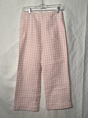 Lisa Marie Fernandez Cropped Checked Bouclé-Jacquard Straight-Leg Pants SIZE 0